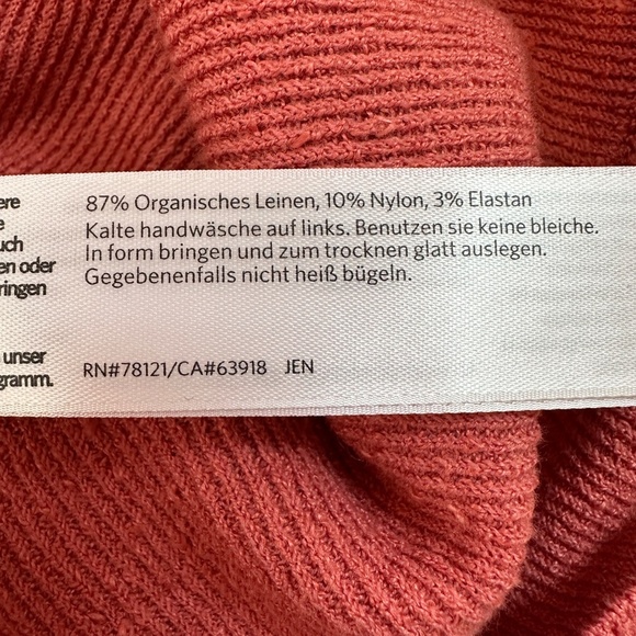 Eileen Fisher Cardigan Sweater Women L Coral Organic Linen Button Front Pocket - Picture 12 of 12